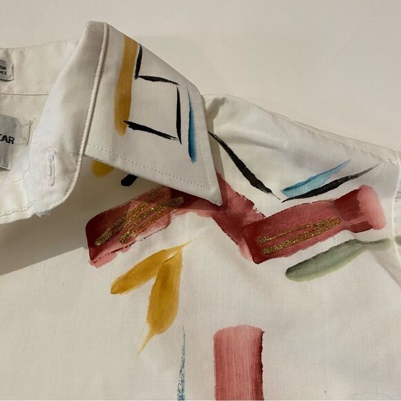 Creative Artwear Hand Painted Button Down Shirt Signed By Artist Women's M - Picture 9 of 16